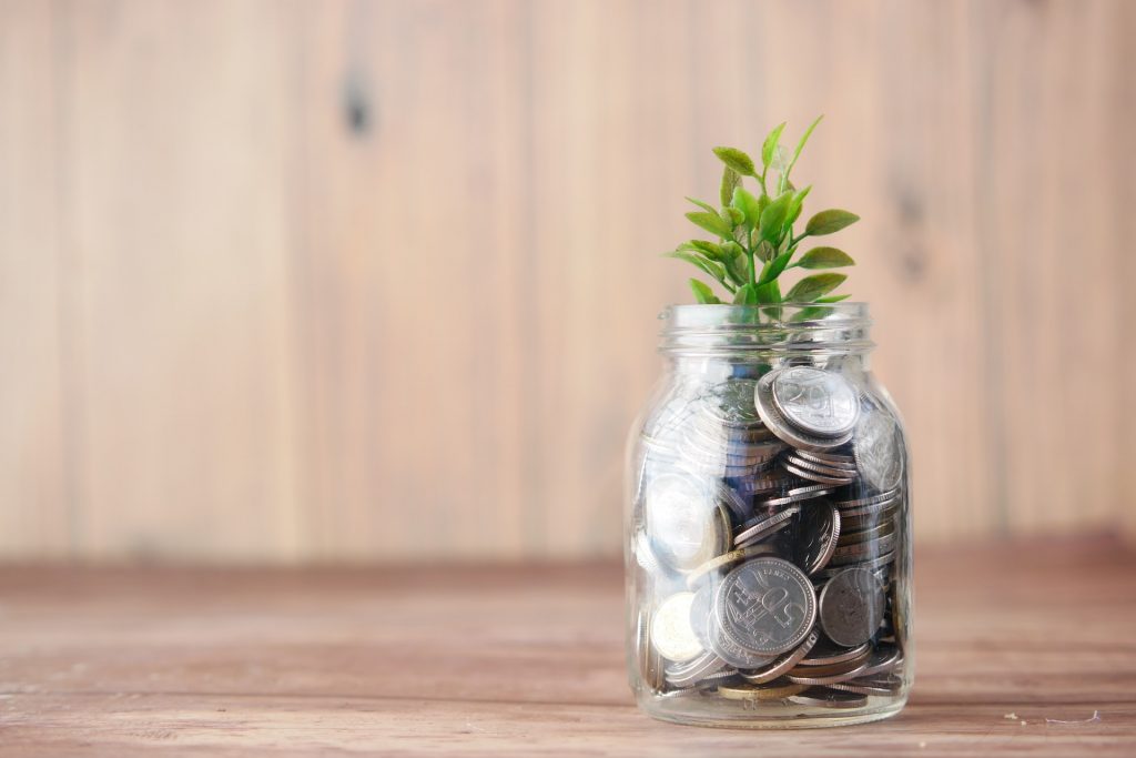 a jar with coins