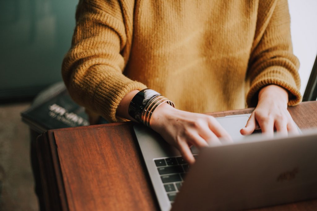 a girl with a laptop