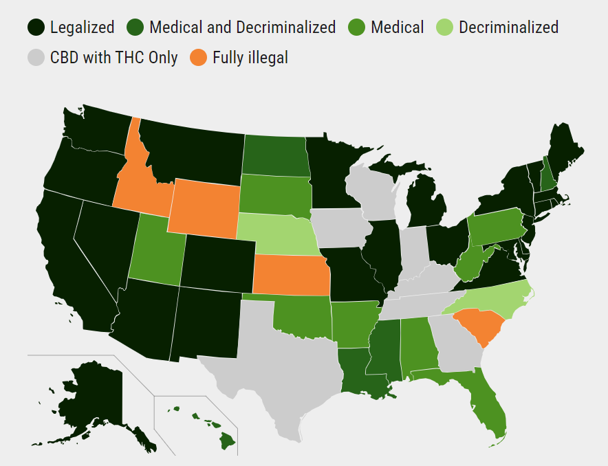 Legalization of cannabis by state