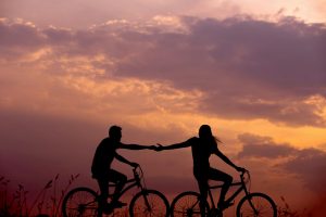 two people on bicycles